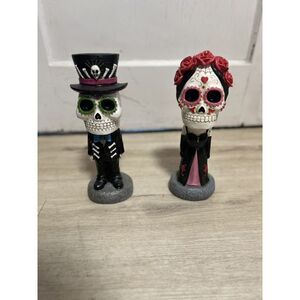 Day Of The Dead Halloween Holiday Figurine Statue Set Skull Skeletons‎ Couple